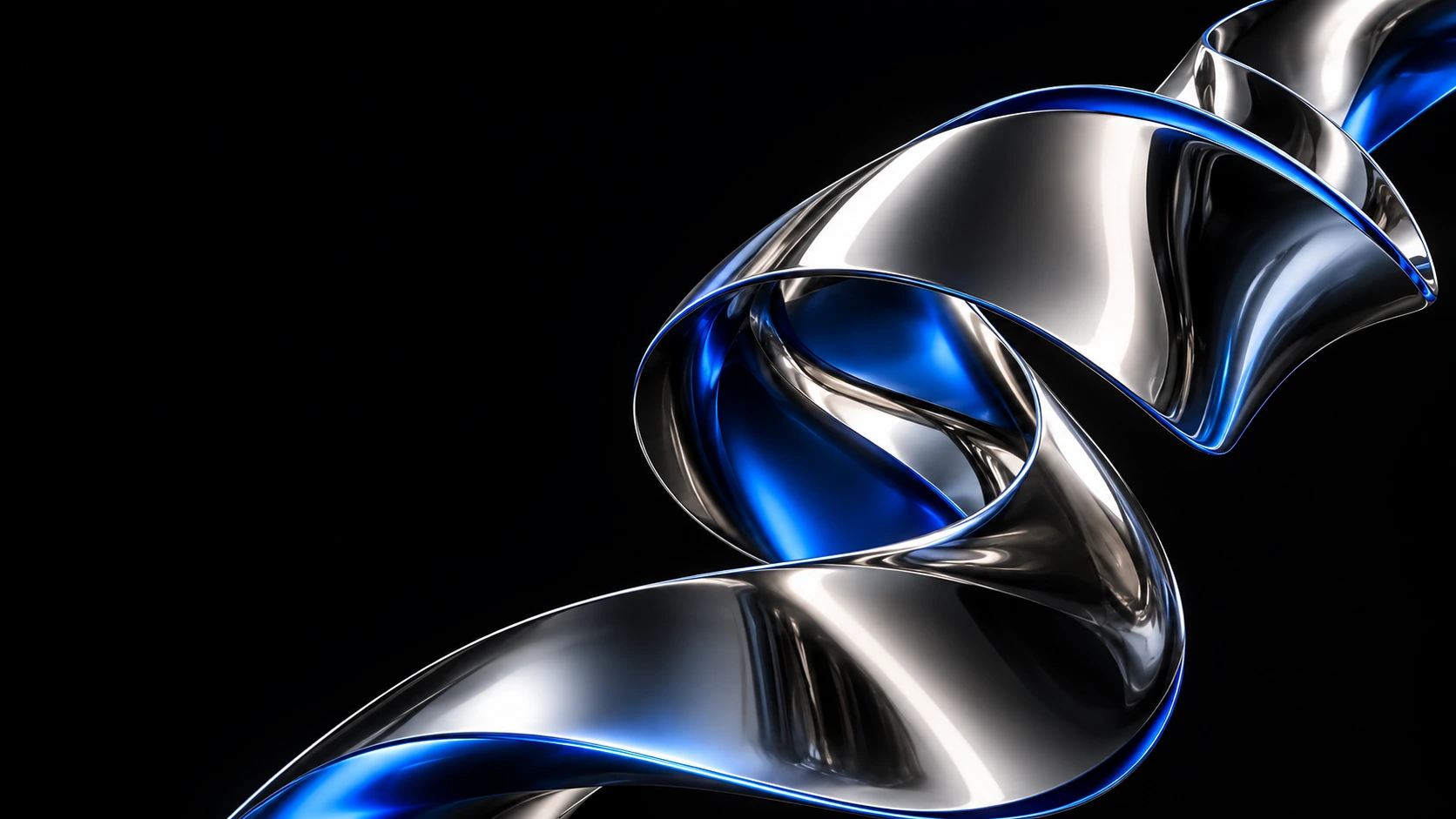 Fliessendes Chrom mit blauen Reflexionen