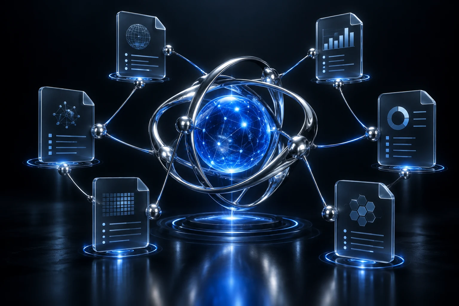 Digitaler Wissenskern mit verknüpften Dokumentknoten